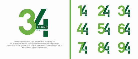 anniversary logo style set with green color can be use for celebration moment