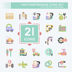 Icon Set Car Maintenance. related to Automotive symbol. flat style. simple illustration