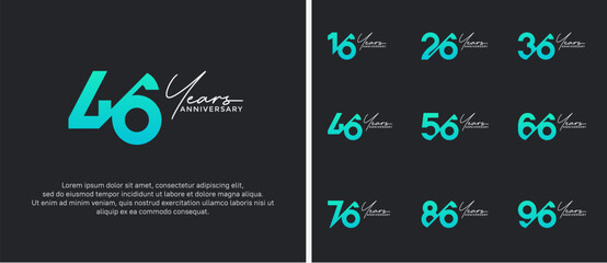 Naklejka premium anniversary logo style set with green color can be use for celebration moment