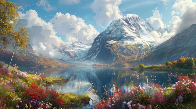 Towering mountains standing in majestic splendor