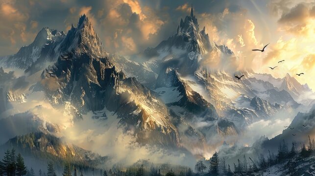 Towering mountains standing in majestic splendor