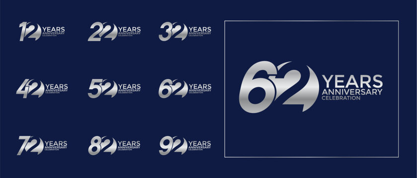 anniversary logo style set with silver color can be use for celebration moment
