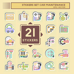 Sticker Set Car Maintenance. related to Automotive symbol. simple illustration
