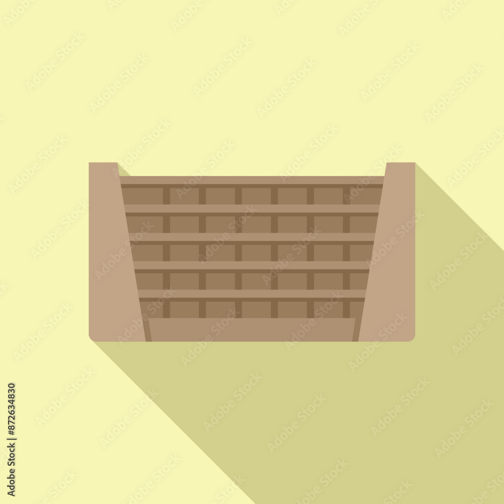 Poster empty supermarket shelf with long shadow on a light yellow background