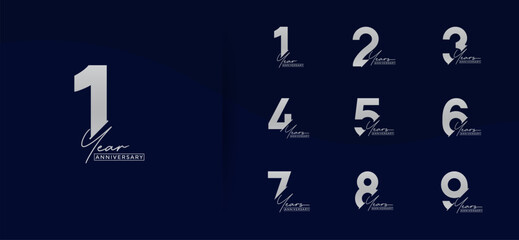 anniversary logo style set with silver color can be use for celebration moment