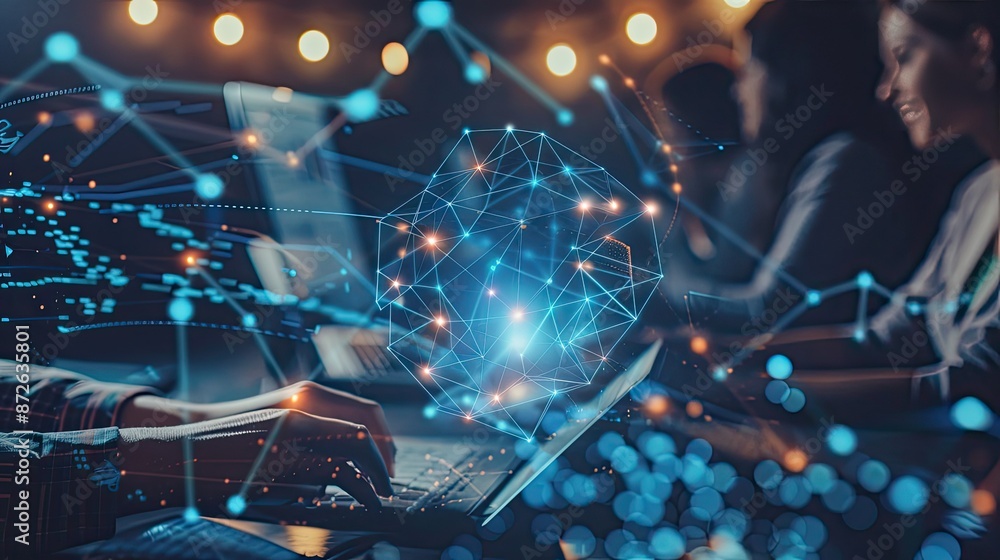 Poster digital network connection - abstract, technological concept
