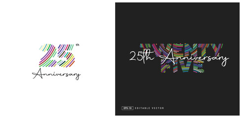 25th Anniversary Logo Design, Number 25 Vector Template.