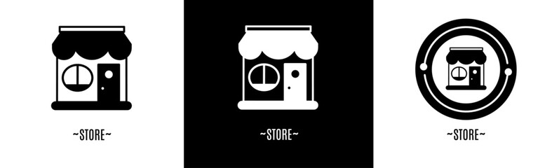 Store logo set. Collection of black and white logos. Stock vector.