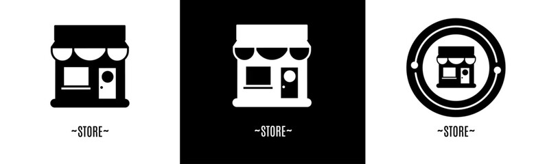 Store logo set. Collection of black and white logos. Stock vector.