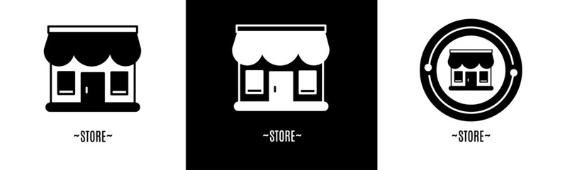 Store logo set. Collection of black and white logos. Stock vector.