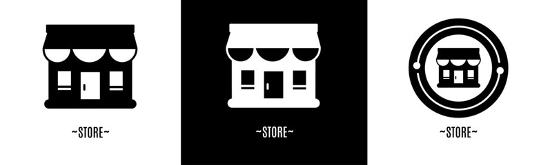 Store logo set. Collection of black and white logos. Stock vector.