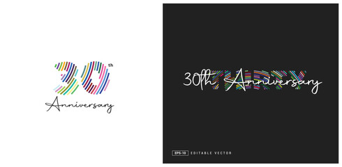 30th Anniversary Logo Design, Number 30 Vector Template.