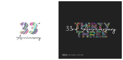 Naklejka premium 33rd Anniversary Logo Design, Number 33 Vector Template.
