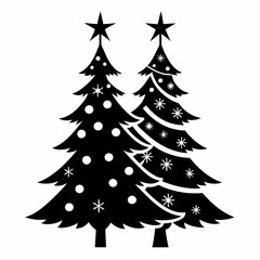 christma tree black vector silhouette