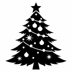 christma tree black vector silhouette