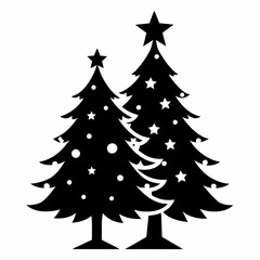 christma tree black vector silhouette