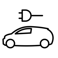 Electric Car Charging Icon - Outline Icon, Editable Stroke, Suitable for Web, UI, Mobile Application