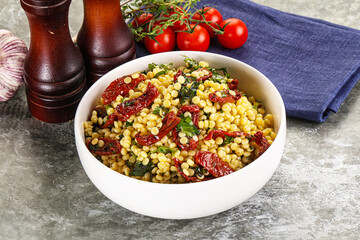 Vegetarian Pasta ptitim with vegetables