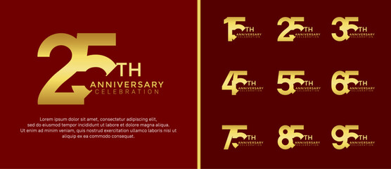 anniversary logo style set with gold color can be use for celebration moment