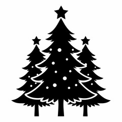 christma tree black vector silhouette