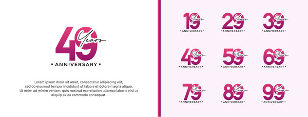 anniversary logo style set with purple color can be use for celebration moment