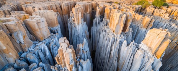 Majestic Sunset at Tsingy de Bemaraha Stone Forest, Madagascar - Dramatic Limestone Spires & Warm Light