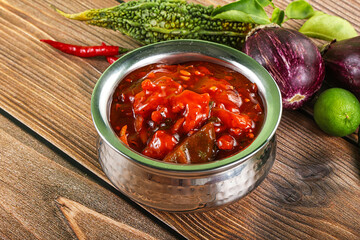 Asian cuisine - prawn in hot garlic sauce