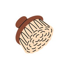 Illustration of round brush. Eco-friendly cleaning products. Organic natural ecological cleaners, brushes. Green housework stuff, clean home supplies. Flat graphic vector illustration isolated on