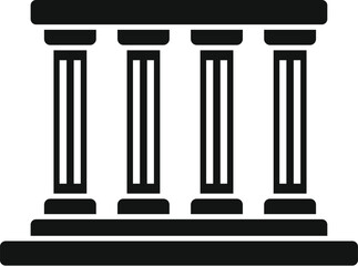 Simple black and white icon of a building facade with columns in greek style