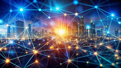 A futuristic abstract representation of interconnected nodes and networks, symbolizing business collaboration, innovation, and digital connectivity.