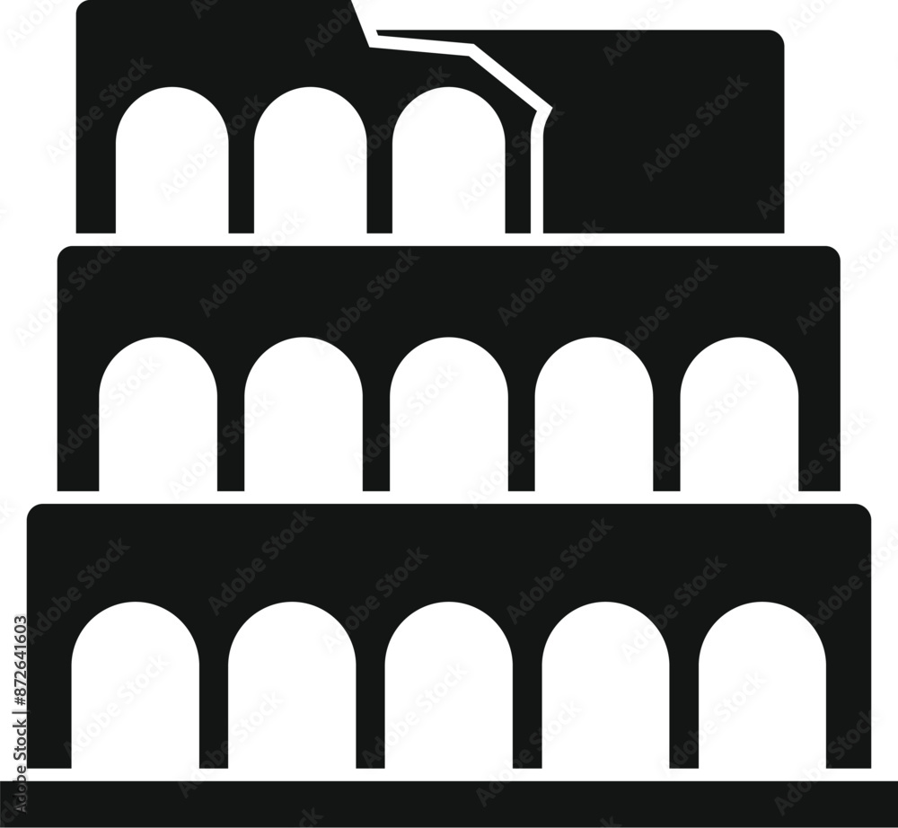 Poster simple illustration of a colosseum building representing roman history and architecture