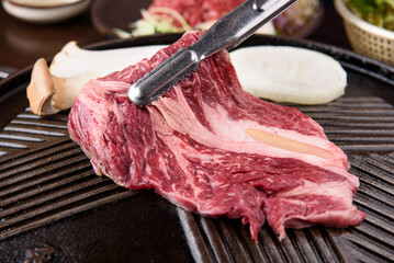 Korean restaurant with grilled pork and beef