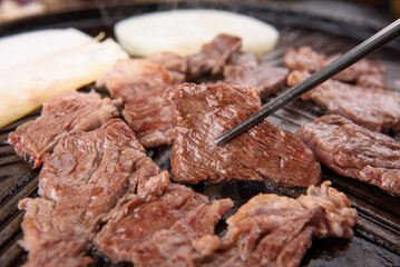 Korean restaurant with grilled pork and beef