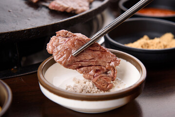 Korean restaurant with grilled pork and beef
