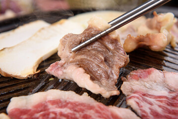 Korean restaurant with grilled pork and beef