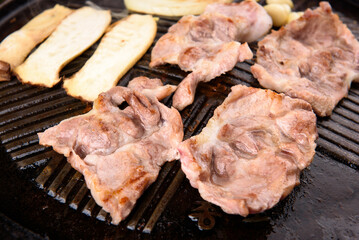 Korean restaurant with grilled pork and beef