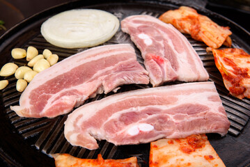 Korean restaurant with grilled pork and beef