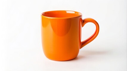 Vibrant orange minimalist ceramic coffee mug on a clean white background, ideal for beverage, kitchen, and branding visual concepts.