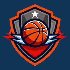 basketball team logo design illustration on solid background