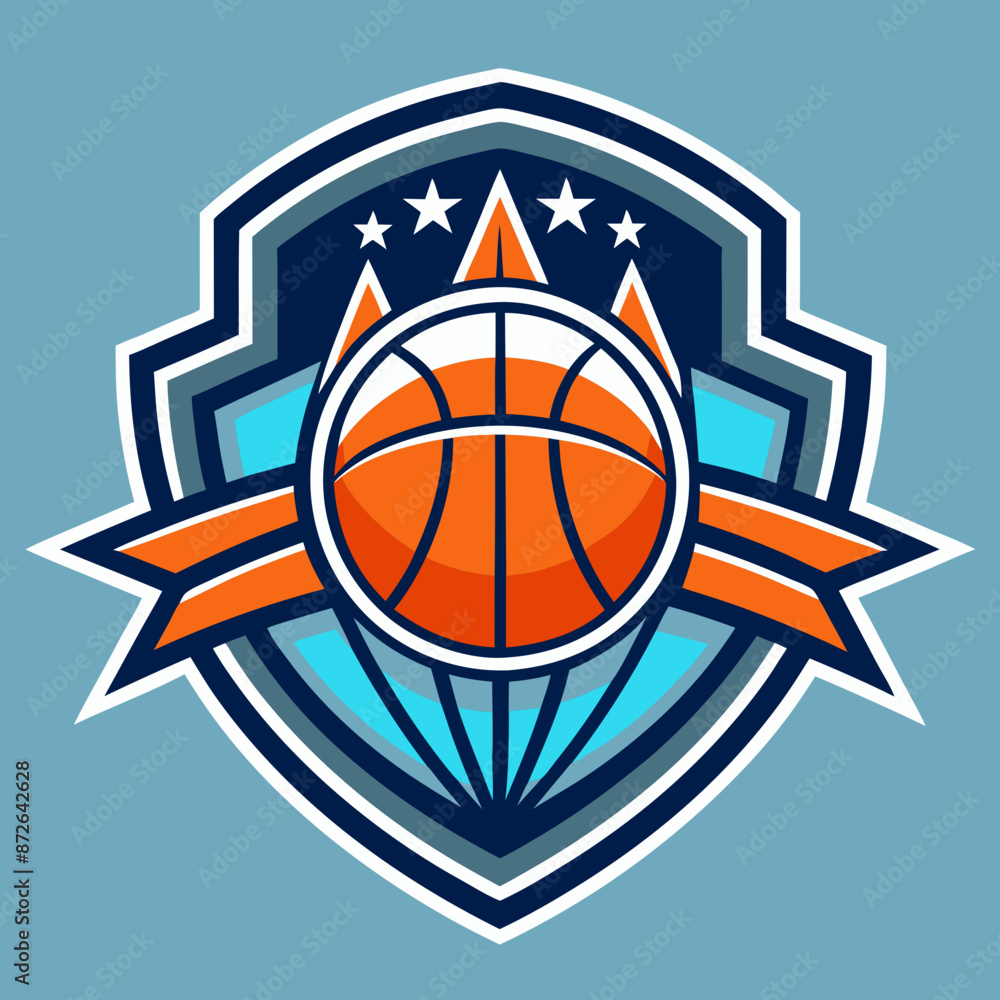 Wall mural basketball team logo design illustration on solid background