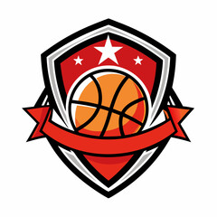 basketball team logo design illustration on solid background