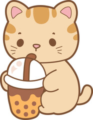 A bunch of cute cat with various dessert.
Kawaii animal kitty for scrapbook and sticker.