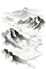an ai generated image, mountain range with a snow covered peak