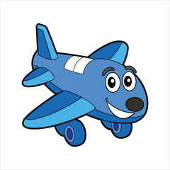 Cartoon smiling plane mascot character vector