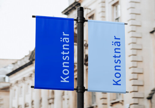 Double Pole Banner Mockup