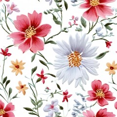 an ai generated image, Floral daisy pattern for nail art design