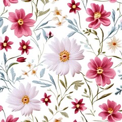an ai generated image, Floral daisy pattern for nail art design