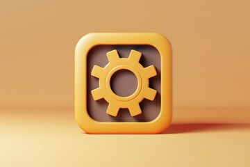 Sleek and minimalist 3D gear icon, symbolizing precision, for conveying concepts of technology, engineering, and business