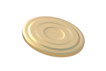 Golden frisbee isolated on white background. 3d render