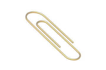Obraz premium Golden paper clip isolated on white background. 3d render